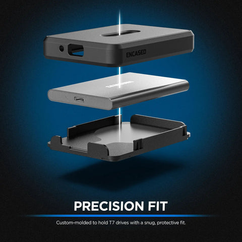 Exploded view of Magnetic Case For Samsung T7 Portable SSD Keeps Your Drive Snug On Set With 1TB 2TB 4TB Fits High Speed 10Gbps