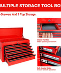 24 Inch Portable Metal Tool Box With Nine Ball Bearing Drawers And Slick Eva Linings For Sorted Gear Stash A Grab And Go Shop Ready Red Heavy Duty Workhorse For Garage Builds with open drawers.
