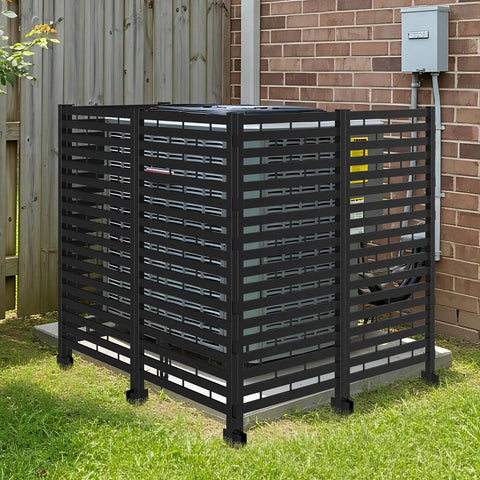No Dig Plastic Fence Panels 12 Pack Outdoor Privacy Fence Screen For Yard Patio Garden Beds Dual Purpose Dog Fencing AC Unit Hider Black Weatherproof Shield