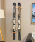 Dope Horizontal Wood Ski Rack Wall Mount With Calibrated Brackets Natural Oak Finish Heavy Duty Storage For Garage Cabin Game Room Holds Fifty Pounds showcasing mounted skis on wall