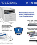 MFC-L3780CDW Wireless Color All-In-One Printer with Laser Quality Output and included accessories for small business use