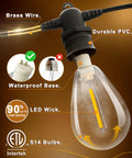 Close-up of the 95Ft LED Outdoor String Lights With 30 Edison Shatterproof Bulbs IP65 Waterproof Dimmable 2700K, bulb details.