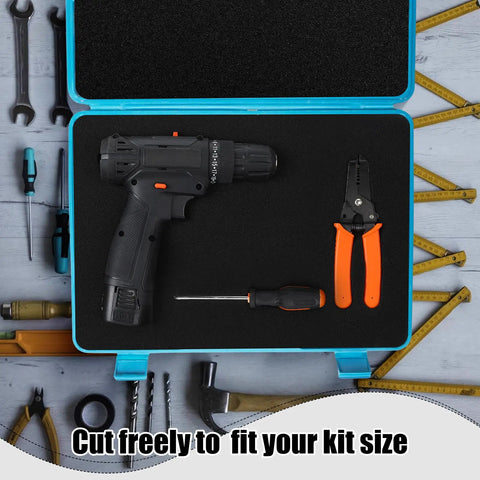 12 Pc Hella Secure Polyurethane Foam Tool Box Inserts Cut To Size Protects Gear From Shakes Custom DIY Workshop Organizers For Mechanics Makers And Musicians Who Demand The Best with tools in foam compartments.