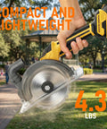6 Inch Brushless Cordless Circular Saw Compatible With DeWalt 20V Max Battery, weighing 4.3 lbs, suitable for outdoor wood cutting.