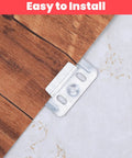 100 Pack Premium Heavy Duty Stainless Steel Z Clips For Seamless Wall Panel Mounting And Dead Tight Flush Installation Rock Solid Reinforced Brackets Quick Snap DIY Hardware, close-up of Z clip attached to wood panel.