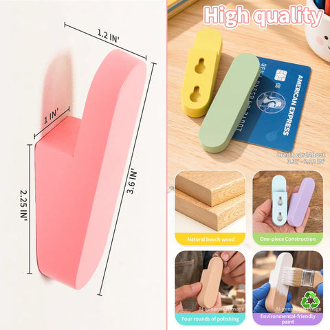Gotta Love These Sweet Wall Hooks For Backpacks And Kids Rooms Six Pack Dreamy Rainbow Macaron Colors with pink wooden design.