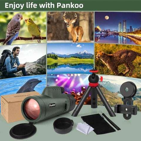 40x60 Monocular Telescope For Adults With 60mm Objective Lens, BAK4 Prism, FMC Coatings, ideal for spotting wildlife outdoors.