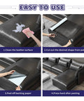 Steps to use Black Self-Adhesive Leather Repair Patch Kit For Furniture And Car Interiors Two Large Sheets That Stick On Instantly