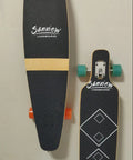 Two longboards displayed on a wall mount rack, showcasing Heavy Duty Steel Skateboard Wall Mount Rack Secures Decks For Garage Storage Rad Display Setup And Shields Boards From Nasty Floor Scuffs While Daily Rolling.