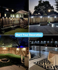 Solar Fence Lights 8 Pack Outdoor Waterproof Wall Lights With Two Color Modes illuminating fences and patios at night