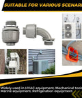 Three Quarter Inch Heavy Duty Liquid Tight PVC Conduit Connector Set in use for HVAC and marine equipment