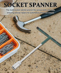 Heavy Duty T Bar Socket Wrench Set 17mm Chrome Vanadium Steel Axle Hex Spanner among tools on ground for auto repairs.