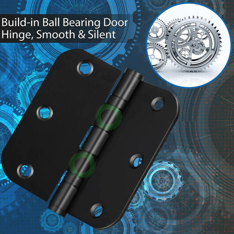 Top Shelf Stainless Steel Door Hinges 3 Pack Black Ball Bearing Commercial Grade Hardware close-up view.