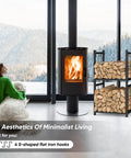 Two Tier Indoor And Outdoor Firewood Rack Portable Heavy Duty Easy To Assemble With Four Hooks by fireplace with logs