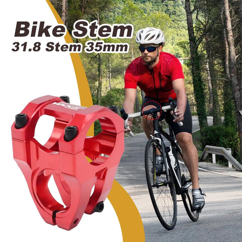 Cyclist riding beside 35mm Short Riser Handlebar Stem Lightweight Aluminum Alloy With 31.8mm Clamp And 28.6mm Fork Fit