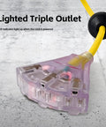 Lighted Triple Outlets of Heavy Duty Retractable Extension Cord Reel Rolls Up Crisp Saves Floor Space Delivers Serious Muscle.
