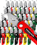 Top Notch Heavy Duty Folding Utility Knives Bulk Bundle Of Forty Pieces With Eighty Replacement Blades Sturdy Zinc Alloy Craft Cutters, red and green