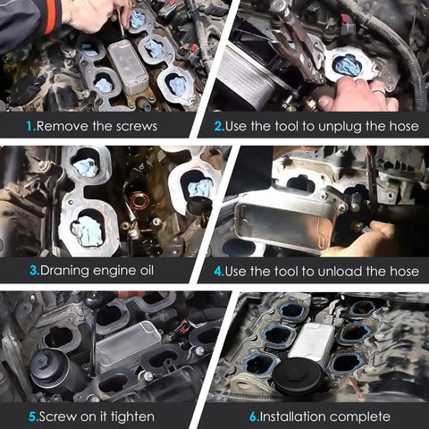 Step-by-step installation of Heavy Duty Aluminum Engine Oil Cooler And Filter Housing Assembly Replacement Kit for BMW I8 X1 X2 Mini Cooper.