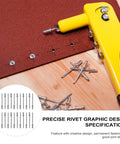 Stainless Steel Blind Rivets 50 Pcs Smooth Head Permanent Fasteners set with yellow rivet tool on wood surface for DIY projects