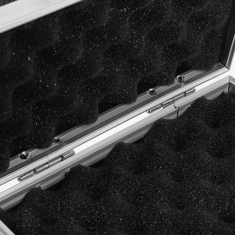 Interior view of Heavy Duty Metal Briefcase Toolbox With Rugged Handle And Smart Compartments showing foam padding for tool protection.