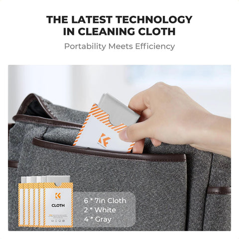 K&F Concept 12-pack microfiber lens cleaning cloths in white and gray (6x7in; 2 white, 4 gray) for glasses and camera lenses