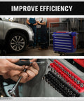 Six Piece Magnetic Socket Organizer Set For Metric And SAE Drives, Holds 143 Sockets In Red And Black Magnetic Trays