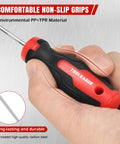 Close-up of comfortable non-slip grip handle from Nine Piece Precision Pick And Hook Set with scraper and magnetic tool kit.