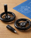Two Pack Black Bakelite Hand Wheels With Easy Grip And Insulation, Rotating Swivel Handles For Lathe And Machine Tools
