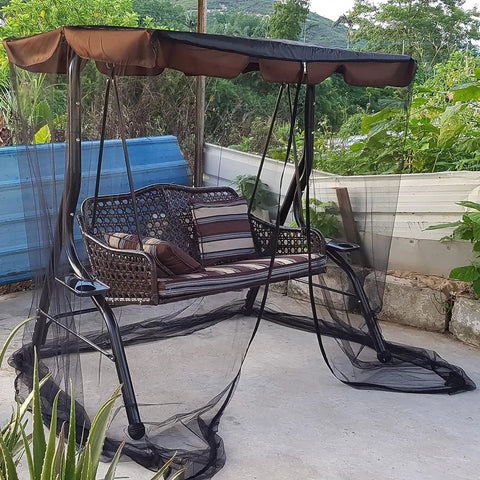 Bug Free Patio Swing Mosquito Netting With Zipper Door And Waterproof Roof For Outdoor Porch Swing 3 Seater on patio