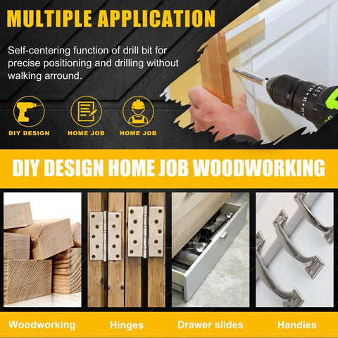 Self-Centering Drill Bit Set, 17 Pieces VIX Bits With 1/4 Inch Hex Shank, Quick Change for Woodworking Window and Door Hinges