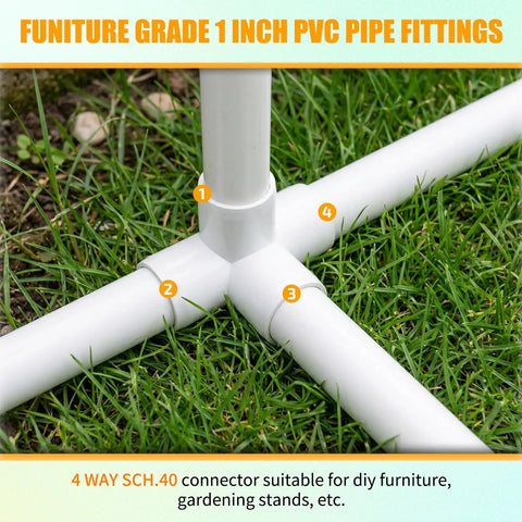 1 Inch PVC Fittings 4 Way 12 Pack Heavy Duty Furniture Grade Elbow Connector For DIY Furniture Frames Shelving UV Resistant