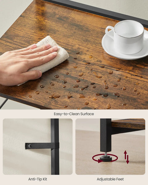 Close-up of Top Tier Metal Baker Rack With Microwave Stand Rock Solid Kitchen Storage Shelf being cleaned, showcasing easy-to-clean surface.