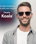 Koala eyewear cleaner kit ad: man in sunglasses; Koala branding visible.
