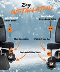 Premium Heavy Duty All Season Vehicle Roof Rack System Built For Fast Hauling And Rock Solid Hold On Winter Skis Snowboards Summer Paddles Fishing Rods And Gear installation image showing short and extra long bolts with wing nuts.