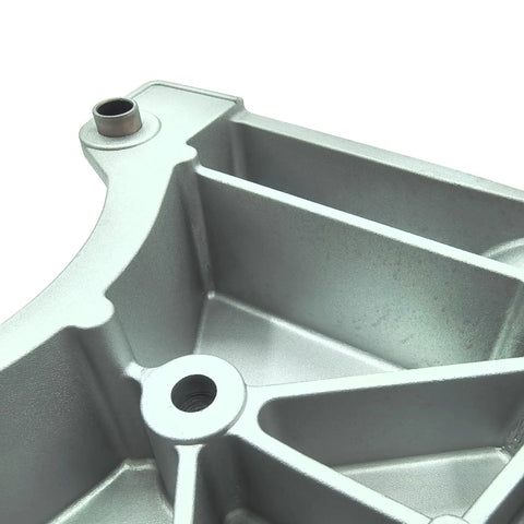 Heavy Duty Alternator And Power Steering Pump Mounting Bracket With Complete Bolt Kit Drops Right In For Cadillac Escalade Chevy Silverado Gmc Sierra Yukon 2002 2014 Replacement silver steel bracket close-up view