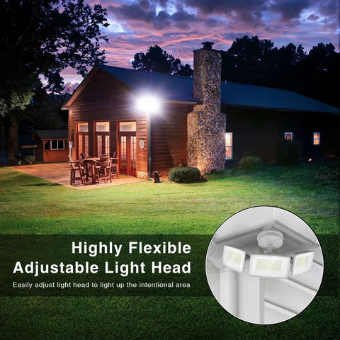 Rock Solid 130W LED Flood Lights Super Bright 13000 Lumens Outdoor Security Fixtures illuminating backyard with adjustable light head