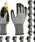 Level 5 Cut Resistant Gloves Set, 18 Pairs Lightweight Protective Work Gloves With PU Coated Palms, HPPE Shell, Size Large