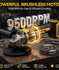 Powerful Badass Cordless Angle Grinder Compatible With DeWalt 20V Max Tool Only featuring 9500 RPM brushless motor for efficient grinding.