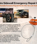 3 Pack Sidewall Tire Repair Kit With Dual Alignment Wires For Atv And Sxs Quickfix Portable Puncture Plug No Drying Time showing tire plug tool on rugged terrain.