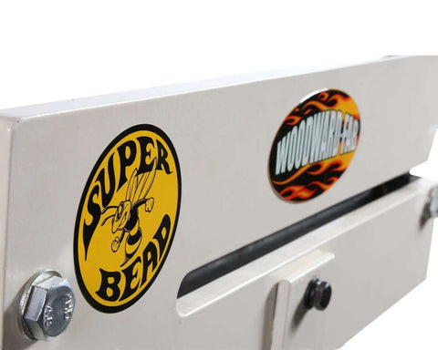 Bead Roller Tool For Auto Body Jewelry And Craft Projects with 'Super Bead' and 'Woodward-Fab' stickers on metal surface.