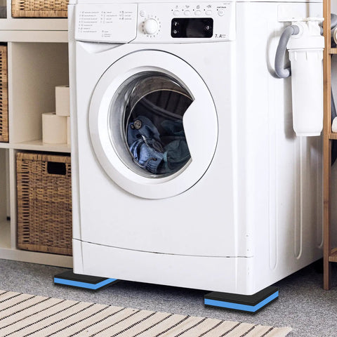 Dang Sturdy Heavy Duty Rubber Anti Vibration Pads 6X6X7/8 Inch Featuring An Eva Core under a washing machine.