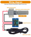 Wiring diagram of Legit Strong 5V 30mm Stroke Mini Reciprocating Linear Actuator with speed control and USB power cable.