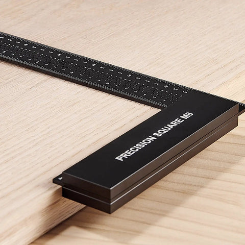 Pro Grade Precision Square Ruler For Marking And Measuring In Carpentry - 4 Inch Aluminum Frame Tool on wooden surface