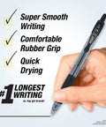 No Mess Smooth Writing Gel Pens Fine Point 0.7mm Black Ink 12 Pack Long Lasting Office Supplies For Note Taking, showing smooth writing with checkmarks.