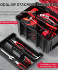 3 In 1 Rolling Tool Box On Wheels With Stackable Modular Organizer System 17 Inch Portable Waterproof Toolbox open with tools visible