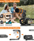 5K UHD Video Camcorder With 48MP Photos, WiFi Vlogging Camera For YouTube featuring foldable stabilizer and external stereo microphone