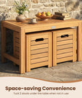 Acacia Wood Outdoor Coffee Table With Stools Three Piece Patio Set With Hidden Storage for Balcony and Garden
