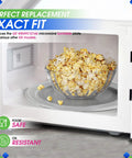 16 Inch Microwave Turntable Plate Replacement Fits WB49X10166 Glass Plate in microwave with popcorn bowl
