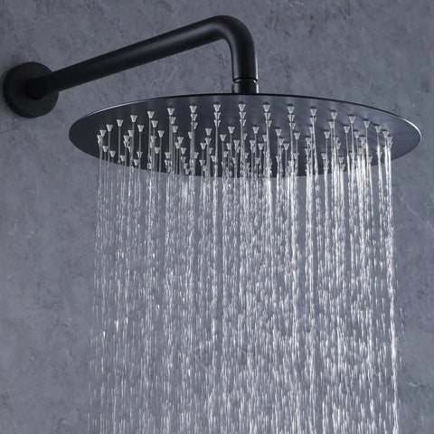 Three-Handle Wall Mounted Shower System With High Pressure 10-Inch Rain Shower Head And Handheld Sprayer, dark finish rain head