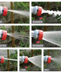 Heavy Duty Metal Garden Hose Nozzle With Grip Friendly Thumb Control And Quick Connect 7 Adjustable Patterns shown in use